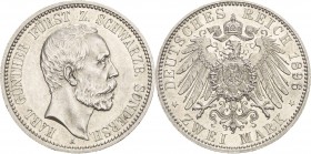 Schwarzburg-Sondershausen
Karl Günther 1880-1909 2 Mark 1896 A Jaeger 168 Vorzüglich/Stempelglanz