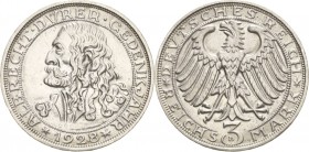 Gedenkausgaben
 3 Reichsmark 1928 D Dürer Jaeger 332 Kl. Randfehler, prägefrisch