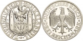 Gedenkausgaben
 3 Reichsmark 1928 D Dinkelsbühl Jaeger 334 Minimal berührt, Polierte Platte