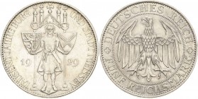 Gedenkausgaben
 5 Reichsmark 1929 E Meißen Jaeger 339 Sehr schön-vorzüglich