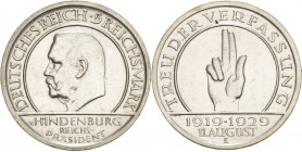Gedenkausgaben
 5 Reichsmark 1929 E Verfassung Jaeger 341 Leicht berieben, fast vorzüglich