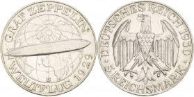 Gedenkausgaben
 5 Reichsmark 1930 E Zeppelin Jaeger 343 Sehr schön-vorzüglich