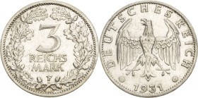 Gedenkausgaben
 3 Reichsmark 1931 F Kursmünze Jaeger 349 Sehr schön-vorzüglich