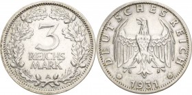 Gedenkausgaben
 3 Reichsmark 1931 A Kursmünze Jaeger 349 Sehr schön-vorzüglich