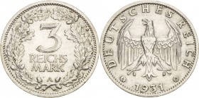 Gedenkausgaben
 3 Reichsmark 1931 A Kursmünze Jaeger 349 Fast vorzüglich
