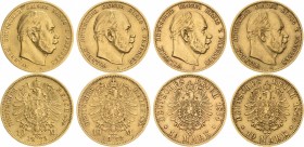 Reichsgoldmünzen
Lot-4 Stück Wilhelm I. - 10 Mark 1872 A, 1873 A, 1874 B, 1875 A Sehr schön-vorzüglich