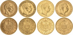 Reichsgoldmünzen
Lot-4 Stück Preußen Wilhelm II. - 10 Mark 1898 A, 1903 A, 1904 A und 1905 A Sehr schön-vorzüglich