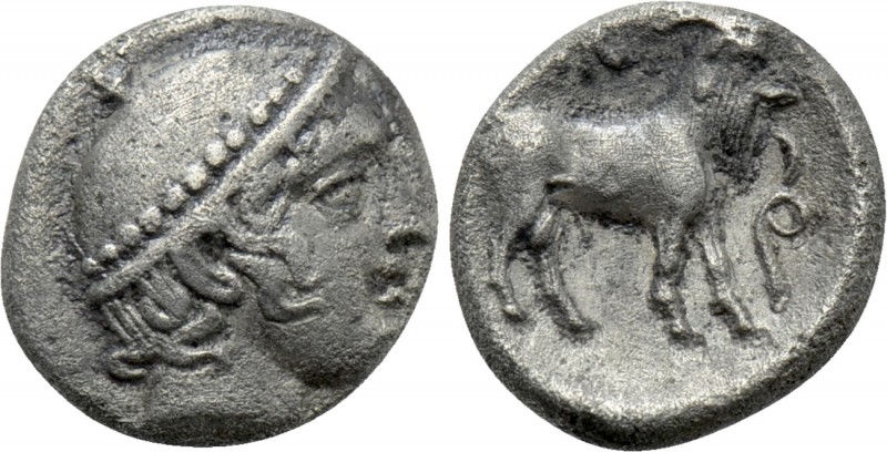 THRACE. Ainos. Diobol (Circa 427/6-425/4 BC). 

Obv: Head of Hermes right, wea...