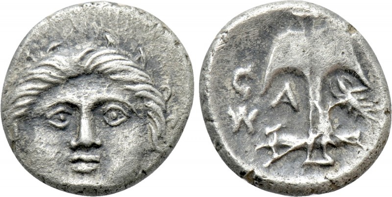 THRACE. Apollonia Pontika. Diobol (Circa 410/04-341/23 BC). 

Obv: Facing gorg...