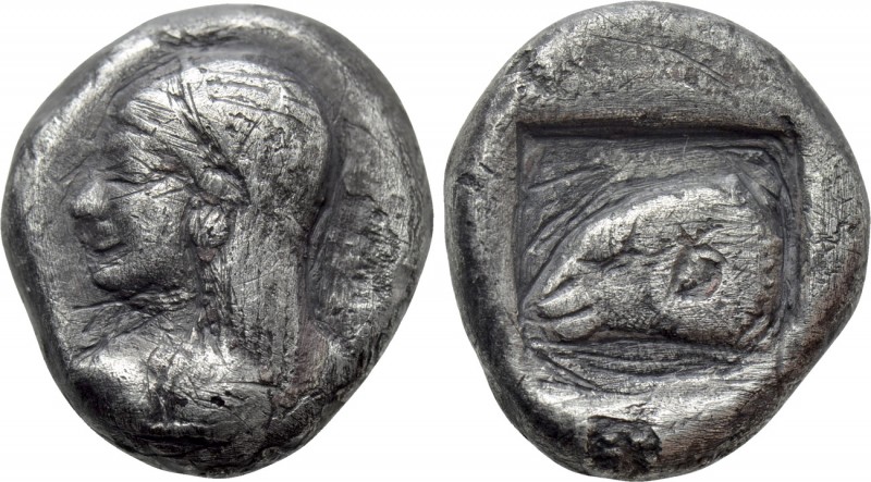 TROAS. Kebren. Drachm (5th century BC). 

Obv: Archaic bust of Apollo left.
R...