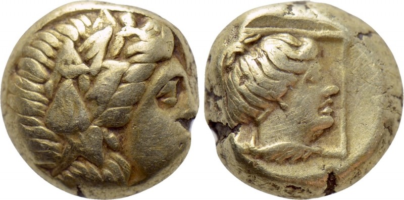 LESBOS. Mytilene. EL Hekte (Circa 377-326 BC). 

Obv: Laureate head of Apollo ...