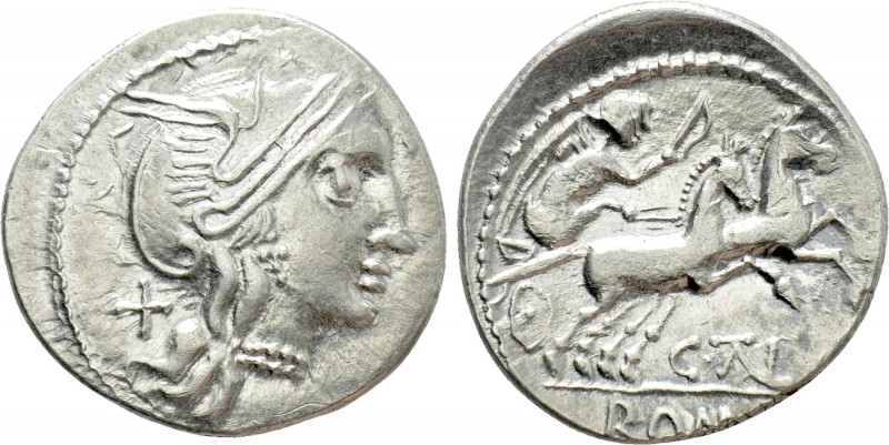 C. THALNA. Denarius (After 154 BC). Contemporary imitation of Rome. 

Obv: Hel...