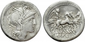APPIUS CLAUDIUS PULCHER, T. MANLIUS MANCIUS and Q. URBINIUS. Denarius (111-110 BC). Rome.