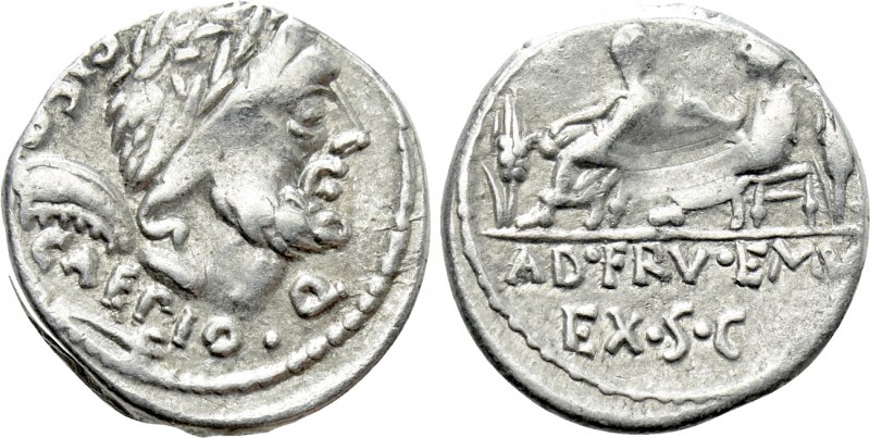 L. CALPURNIUS PISO CAESONIUS and Q. SERVILIUS CAEPIO. Denarius (100 BC). Rome. ...