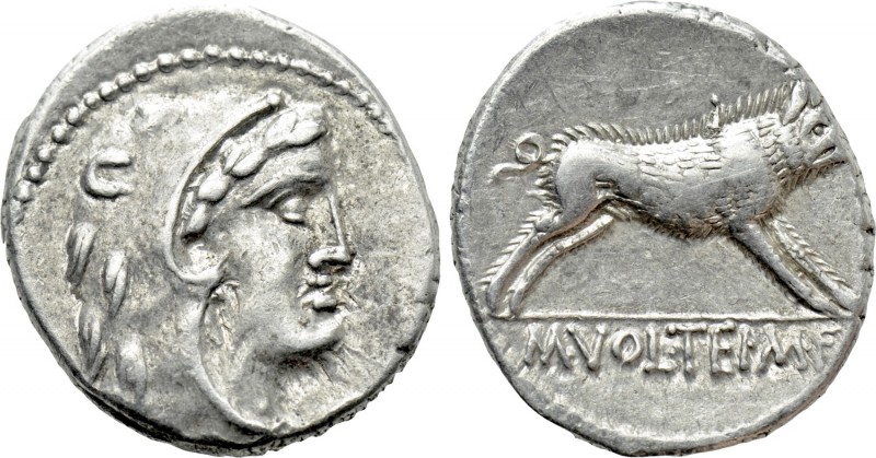 M. VOLTEIUS M.F. Denarius (75 BC). Rome. 

Obv: Head of Hercules right, wearin...