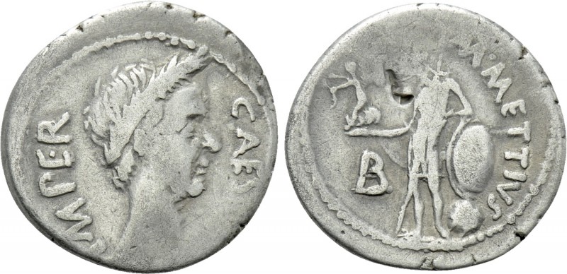 JULIUS CAESAR. Denarius (44 BC). Rome; M. Mettius, moneyer. Possible lifetime is...