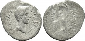OCTAVIAN. Denarius (41 BC). Military mint traveling with Octavian in Italy. L. Cornelius Balbus, propraetor. Obverse brockage.