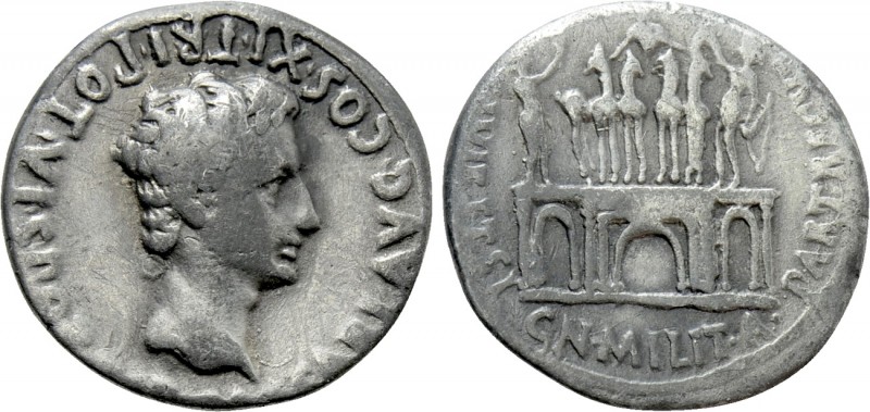 AUGUSTUS (29 BC-AD 14). Denarius. Colonia Patricia. 

Obv: SPQR IMP CAESARI AV...