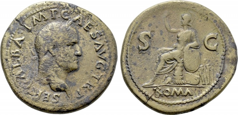 GALBA (68-69). Sestertius. Rome. 

Obv: SER GALBA IMP CAES AVG TR P. 
Laureat...