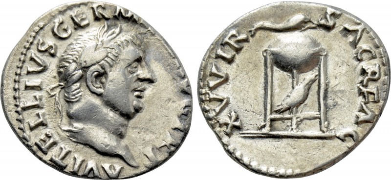 VITELLIUS (69). Denarius. Rome. 

Obv: A VITELLIVS GERM IMP AVG TR P. 
Laurea...