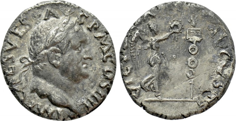 VESPASIAN (69-79). Denarius. Antioch. 

Obv: IMP CAES VESP AVG P M COS IIII. ...