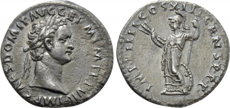 DOMITIAN (81-96). Denarius. Rome. 

Obv: IMP CAES DOMIT AVG GERM P M TR P VII....