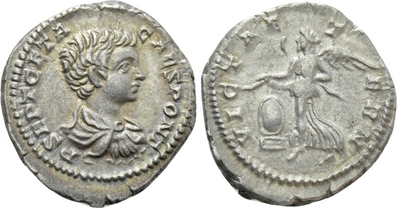 GETA (Caesar, 198-209). Denarius. Rome. 

Obv: P SEPT GETA CAES PONT. 
Barehe...