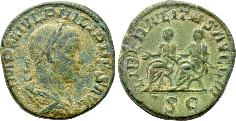 PHILIP II (247-249). Sestertius. Rome. 

Obv: IMP M IVL PHILIPPVS AVG. 
Laure...