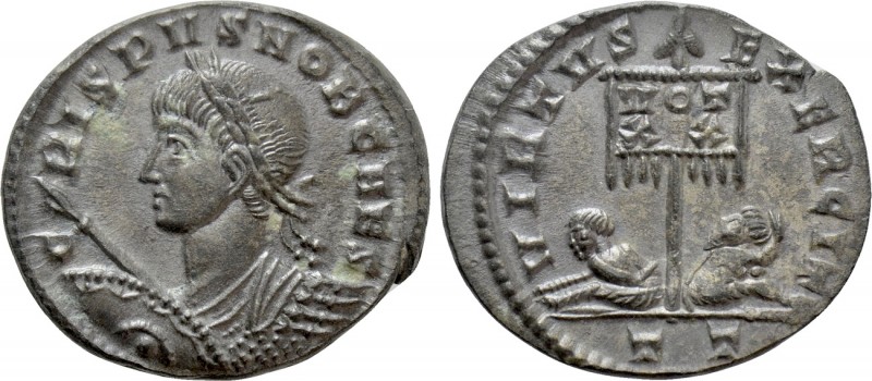 CRISPUS (Caesar, 316-326). Follis. Ticinum. 

Obv: CRISPVS NOB CAES. 
Laureat...