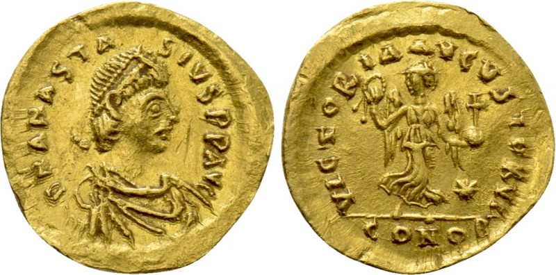 ANASTASIUS I (491-518). GOLD Tremissis. Constantinople. 

Obv: D N ANASTASIVS ...