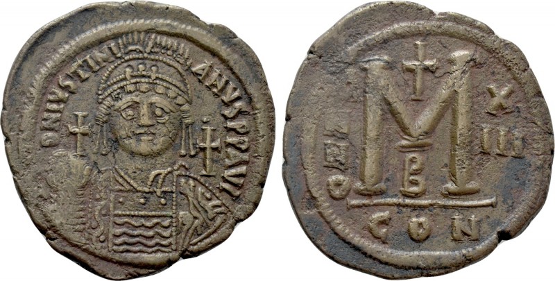 JUSTINIAN I (527-565). Follis. Constantinople. Dated RY 8 (544/545). 

Obv: D ...