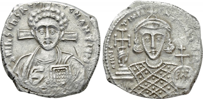 JUSTINIAN II (Second reign, 705-711). AR Hexagram. Constantinople.

Obv: δ N I...
