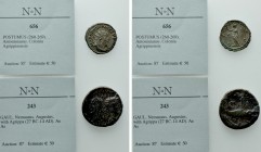 2 Roman Coins; Postumus and Nemausus.