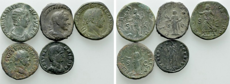 5 Roman Coins; Sestertii etc. 

Obv: .
Rev: .

. 

Condition: See picture...