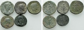 5 Roman Coins; Sestertii etc.