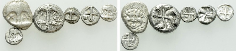 6 Greek Coins. 

Obv: .
Rev: .

. 

Condition: See picture.

Weight: g....