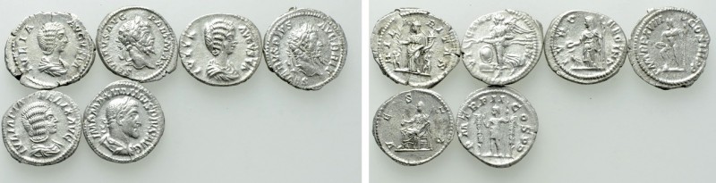 6 Roman Coins; Maximinus Thrax, Julia Domna etc. 

Obv: .
Rev: .

. 

Con...