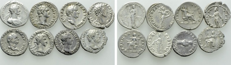 8 Roman Denarii; Domitian, Hadrian etc. 

Obv: .
Rev: .

. 

Condition: S...