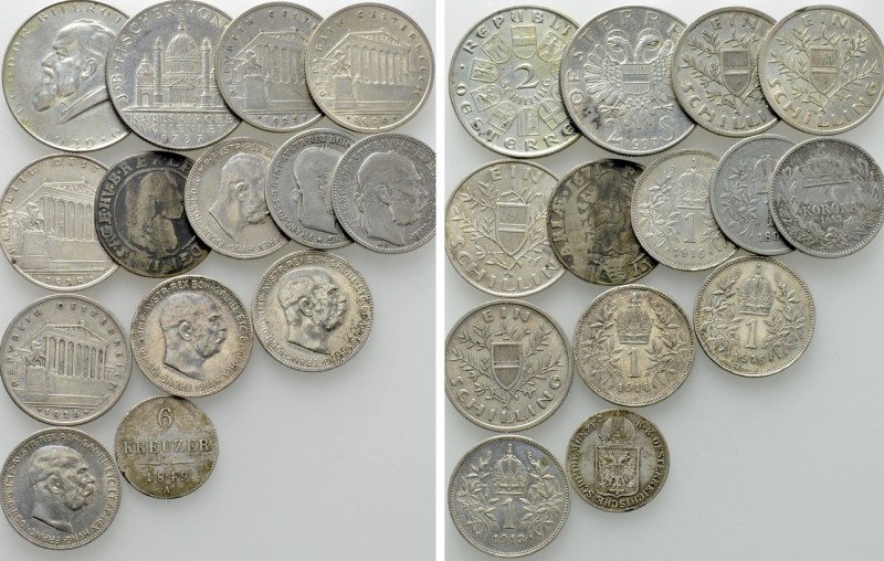 14 Silver Coins of Austria. 

Obv: .
Rev: .

. 

Condition: See picture....