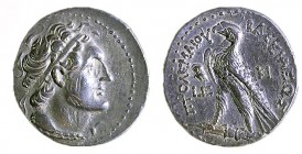 PTOLEMY VI, 208 – 181 B.C. Silver Tetradrachm, 14.1 gr. Obverse: Diademed head of Ptolemy I to r. Reverse: Eagle standing left on thunderbolt. Mint ma...