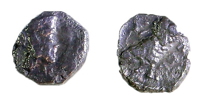 YEHUD, 4th CENTURY BCE Silver Obol, 0.55 gr. Obverse: Head of Athena to r. Rever...