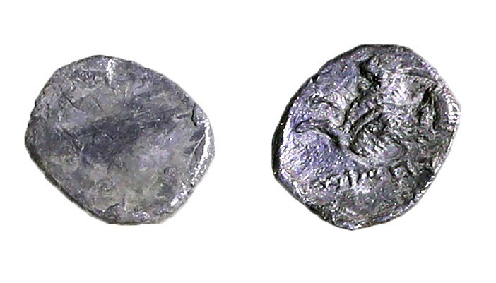 YEHUD UNDER PERSIAN RULE 4th cent. BCE Silver hemiobol, 0.23 gr. Obverse: Plain....