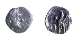 YEHUD UNDER PTOLEMAIC RULE 3rd century BCE. Silver quarter obol, 0.12 gr. Obverse: Head of Ptolemy I to r. Reverse: Eagle standing l. Traces of Paleo-...