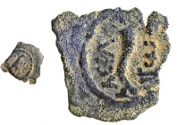 HEROD THE GREAT, 40 – 4 BCE Bronze, 15.3 mm. Obverse: Eagle. Reverse: Cornucopia, ΒΑΣIΛ ΗPΩΔ. Very Fine. Meshorer TJC 66; Hendin 1190; Ariel and Fonta...