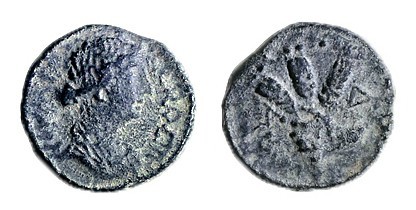 HEROD PHILIP, 4 BCE – 34 CE Bronze, 15.1 mm. Obverse: Bust of Livia to r, ΙΟΥΛΙΑ...