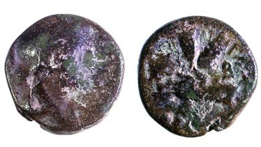 AGRIPPA I, 37 – 43 CE Bronze, 15.2 mm. Obverse: Bust of Cypros (wife of Agrippa ...
