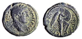 AGRIPPA II, 56 – 96 CE Bronze, 18.6 mm. Obverse: Bust of Domitian to r. Reverse: Nike with shield (year 24, 83/4 CE). +Very Fine. Meshorer TJC 152; He...