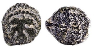 MINIMA OF CAESAREA 1st century CE. Bronze half prutah, 12.1 mm. Obverse: Vine le...