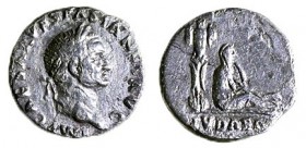 JUDAEA CAPTA - VESPASIAN, 69 – 79 CE Silver denarius, 3.07 gr. Obverse: Head of Vespasian to r. Reverse: Trophy and seated mourning Jewess. Inscriptio...