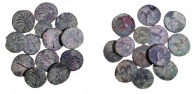 A HOARD OF 13 BRONZE COINS OF SHIMON BAR-KOKHBA, 132 – 135 CE Including 12 medium and one small. About Very Fine. Ex Shlomo Moussaieff collection, Her...